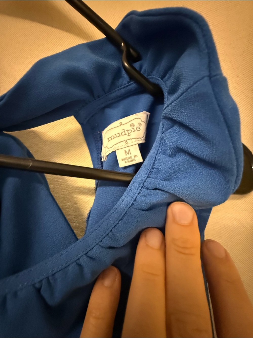 Mud Pie Royal Blue Sleeveless Ruffle-Neck Shell - Picture 3 of 3